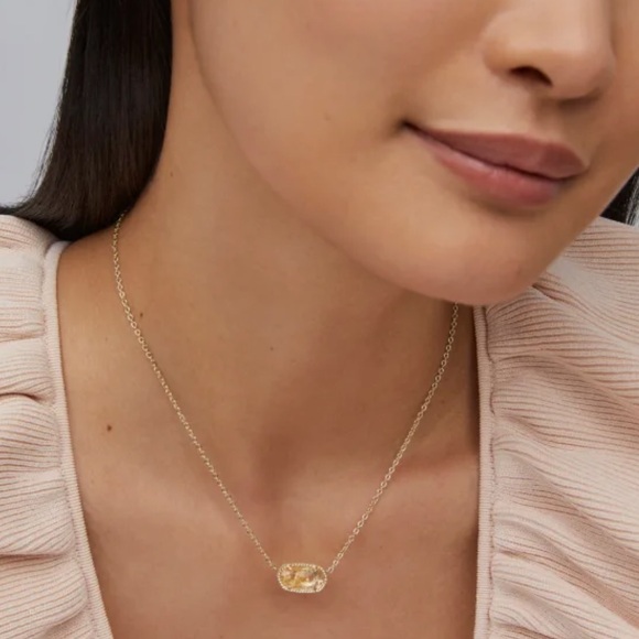 NWT Elisa Gold Pendant Necklace in Citrine - Picture 3 of 6